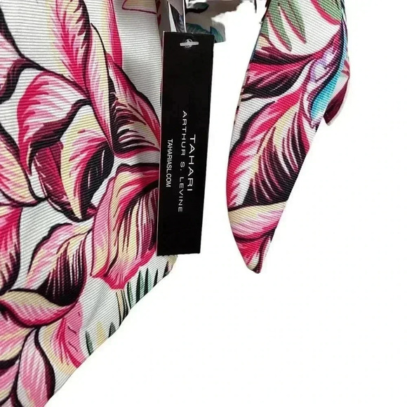 Tahari ASL Women 18W Floral Open Jacket Ivory Multicolor 3/4 Tie Sleeve NEW - Picture 7 of 9